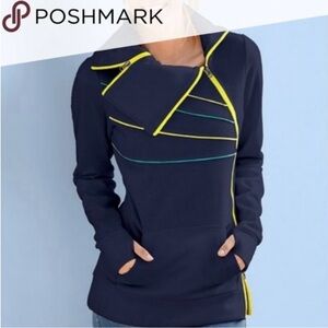 VENUS Navy Blue Track Jacket Sweatshirt EUC Tracksuit Asymmetrical Full Zip Up